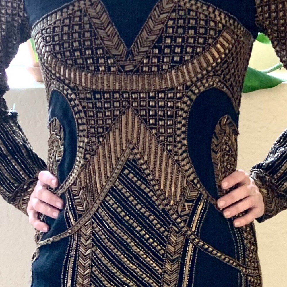 Sequence and beaded gold dress